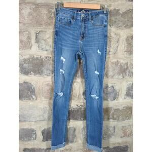 Hollister Jeans Woman's Size 25 High Rise Super Skinny‎ Distressed Grunge